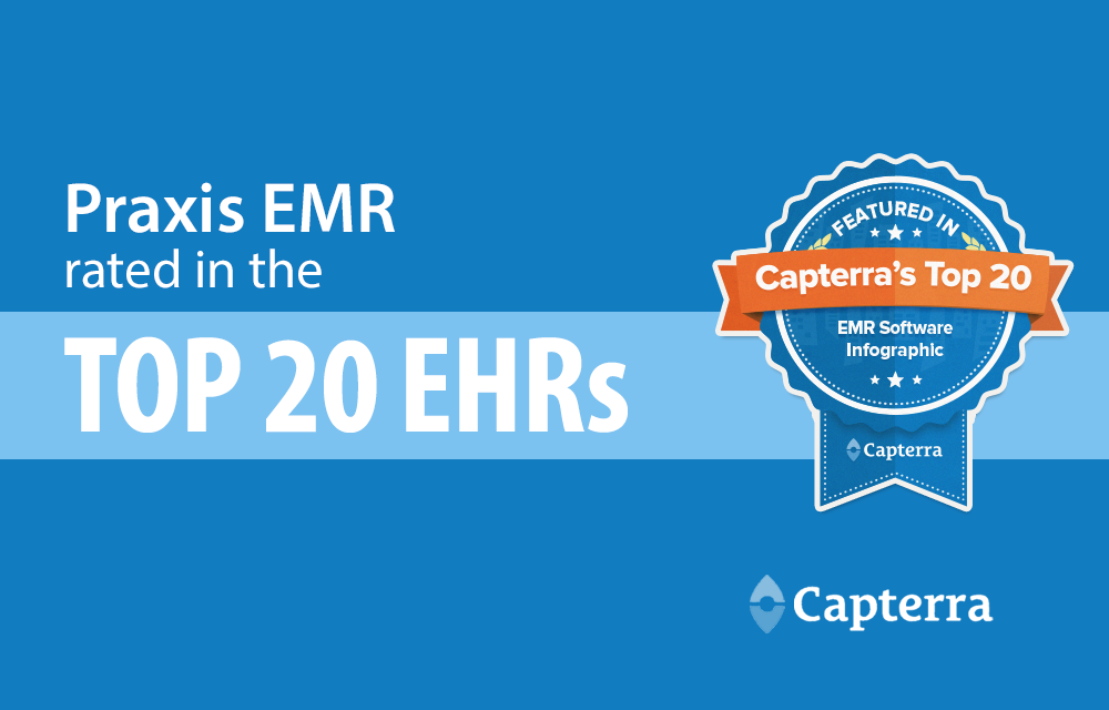 Capterra names Praxis EMR among the TOP 20 Most Popular EHR Software Products